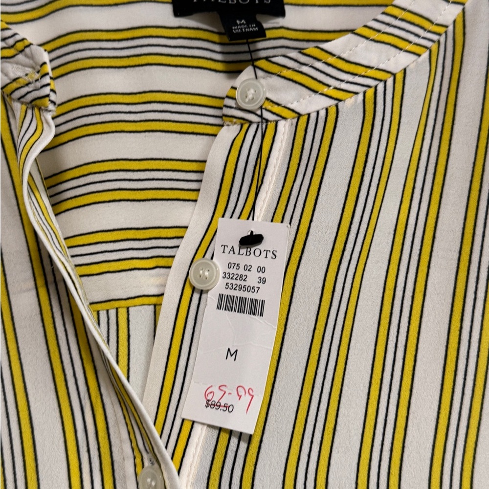Talbots Women's Blouse with Yellow and Black Stripes